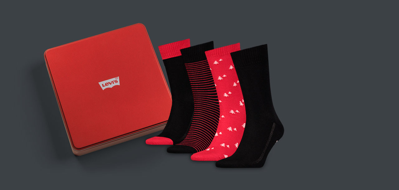 Levi's Regular Cut Socks Christmas Giftbox 4-Pack 168SF,