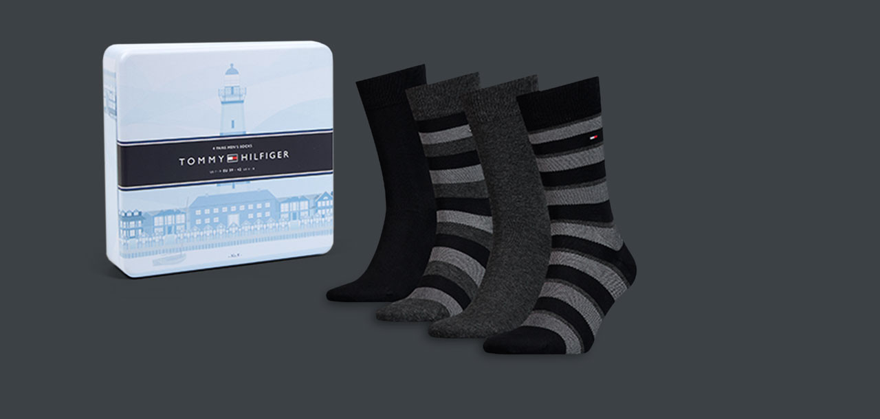 Tommy Hilfiger Men Stripe Socks Giftbox 4-Pack 001,